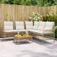 Vidaxl 2 Piece Patio Sofa Set With Cushions Beige Poly Rattan