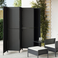 Vidaxl Room Divider 6 Panels Black Poly Rattan