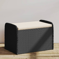 Vidaxl Storage Bench With Cushion Black 31.5X20.1X20.5 Poly Rattan