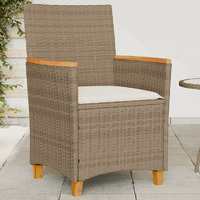 Vidaxl Patio Chairs With Cushions 2 Pcs Beige Poly Rattan&Solid Wood