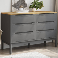 Vidaxl Chest Of Drawers Floro Gray Solid Wood Pine