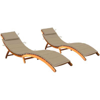 Vidaxl Sun Loungers 2 Pcs With Cushions Solid Acacia Wood