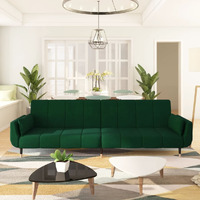 Vidaxl 2-Seater Sofa Bed With Two Pillows Dark Green Velvet