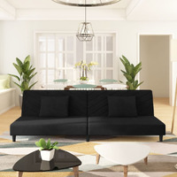 Vidaxl 2-Seater Sofa Bed With Two Pillows Black Velvet