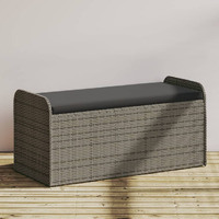 Vidaxl Storage Bench With Cushion Gray 45.3X20.1X20.5 Poly Rattan