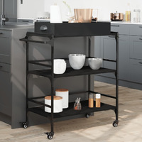 Vidaxl Kitchen Trolley Black 32.1X16.1X36.4 Engineered Wood