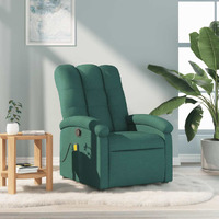 Vidaxl Massage Recliner Chair Dark Green Fabric