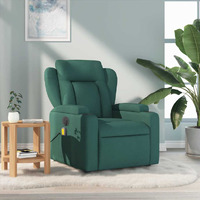 Vidaxl Massage Recliner Chair Dark Green Fabric
