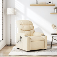 Vidaxl Massage Recliner Chair Cream Fabric