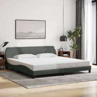Vidaxl Bed Frame With Headboard Dark Gray 76X79.9 King Fabric
