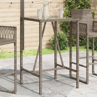 Vidaxl Patio Bar Table Gray 27.6X27.6X43.3 Poly Rattan