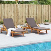 Vidaxl Sun Loungers 2 Pcs With Cushions 78.7X26.8X32.7 Solid Wood Acacia
