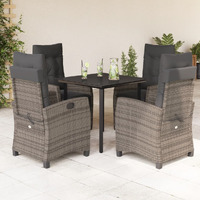 Vidaxl 5 Piece Patio Dining Set With Cushions Gray Poly Rattan