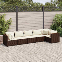 Vidaxl 6 Piece Patio Lounge Set With Cushions Brown Poly Rattan