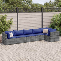 Vidaxl 6 Piece Patio Lounge Set With Cushions Gray Poly Rattan