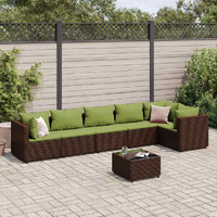 Vidaxl 7 Piece Patio Lounge Set With Cushions Brown Poly Rattan