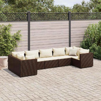 Vidaxl 7 Piece Patio Lounge Set With Cushions Brown Poly Rattan