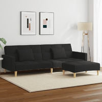 Vidaxl 2-Seater Sofa Bed With Footstool Black Fabric