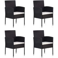 Vidaxl Patio Chairs With Cream White Cushions 4 Pcs Black Poly Rattan