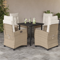 Vidaxl 5 Piece Patio Dining Set With Cushions Beige Poly Rattan