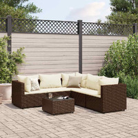 Vidaxl 6 Piece Patio Lounge Set With Cushions Brown Poly Rattan