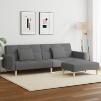 Vidaxl 2-Seater Sofa Bed With Footstool Dark Gray Fabric