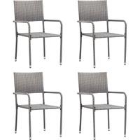 Vidaxl Patio Dining Chairs 4 Pcs Stackable Gray Poly Rattan