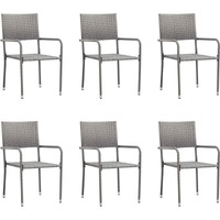 Vidaxl Patio Dining Chairs 6 Pcs Stackable Gray Poly Rattan