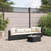Vidaxl 5 Piece Patio Sofa Set With Cushions Black Poly Rattan