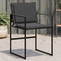 Vidaxl Patio Chairs With Cushions 4 Pcs Black Steel And Textilene