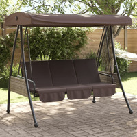 Vidaxl Patio Swing Bench With Adjustable Canopy Coffee Brownsteel