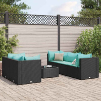 Vidaxl 6 Piece Patio Lounge Set With Cushions Black Poly Rattan