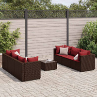 Vidaxl 7 Piece Patio Lounge Set With Cushions Brown Poly Rattan