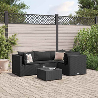 Vidaxl 5 Piece Patio Lounge Set With Cushions Black Poly Rattan