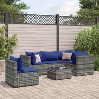 Vidaxl 6 Piece Patio Lounge Set With Cushions Gray Poly Rattan