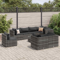 Vidaxl 9 Piece Patio Lounge Set With Cushions Gray Poly Rattan