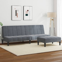 Vidaxl 2-Seater Sofa Bed With Footstool Dark Gray Velvet