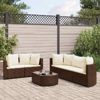 Vidaxl 6 Piece Patio Sofa Set With Cushions Brown Poly Rattan