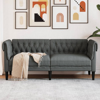 Vidaxl Chesterfield Sofa 2-Seater Dark Gray Fabric