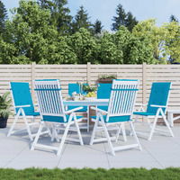 Vidaxl Garden Highback Chair Cushions 6 Pcs Blue 47.2X19.7X1.2 Fabric
