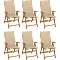 Vidaxl Folding Patio Chairs 6 Pcs With Cushions Solid Acacia Wood