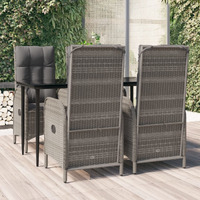 Vidaxl 5 Piece Patio Dining Set With Cushions Black And Gray Poly Rattan