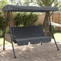 Vidaxl Patio Swing Bench With Adjustable Canopy Dark Graysteel