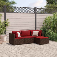 Vidaxl 4 Piece Patio Lounge Set With Cushions Brown Poly Rattan
