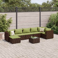 Vidaxl 8 Piece Patio Lounge Set With Cushions Brown Poly Rattan