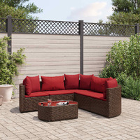 Vidaxl 6 Piece Patio Sofa Set With Cushions Brown Poly Rattan