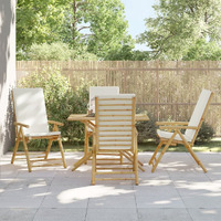 Vidaxl 4 Piece Folding Bistro Chairs With Cream White Cushions Bamboo