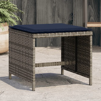 Vidaxl Patio Stools With Cushions 4 Pcs Gray 15.7X15.7X13.8 Poly Rattan