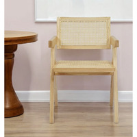 Natural Wood Open Back Dining Arm Chair