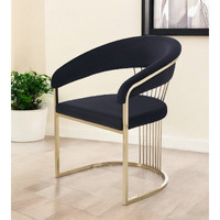 Black And Gold Upholstered Velvet Open Back Dining Arm Chair